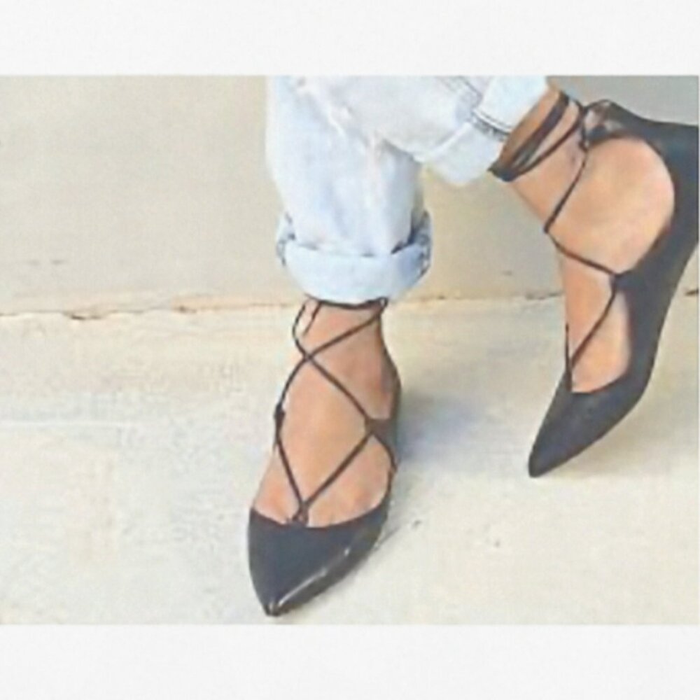 Comfort & Style In One 8W Ashley Stewart's Black Lace-Up Flats-Casual Shoes